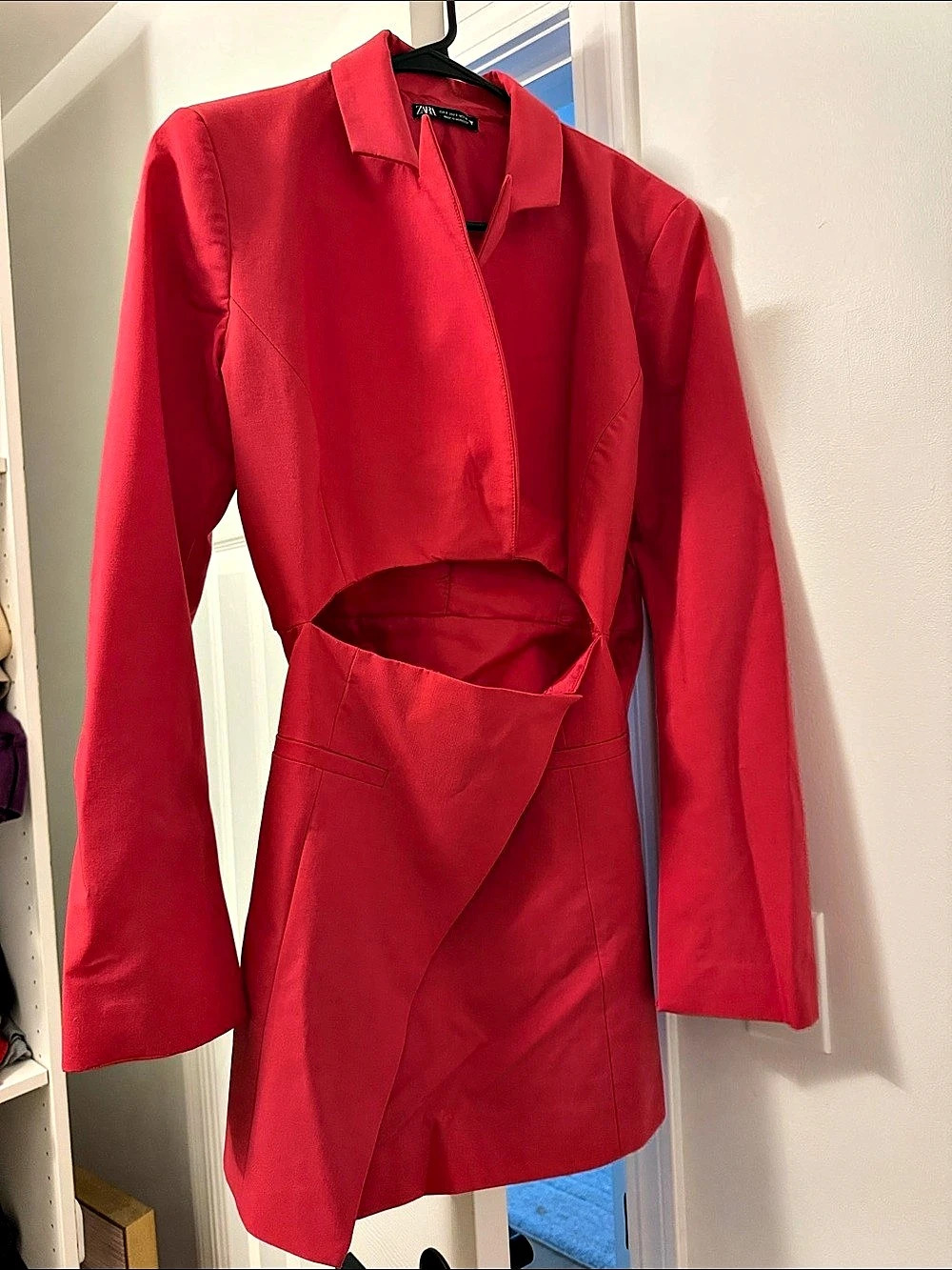 Zara Cut Out Blazer Mini Dress Red XS